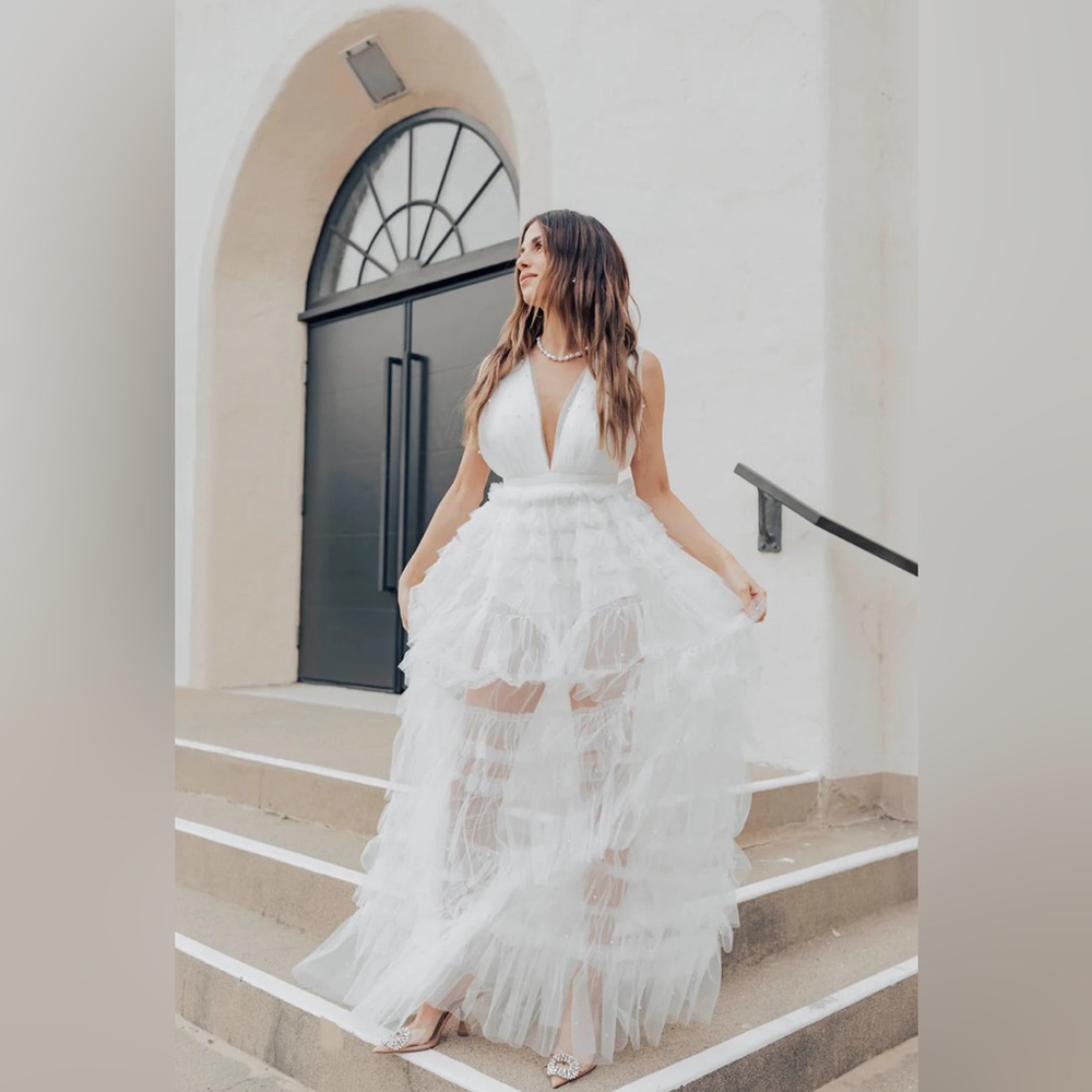 Untamed Petals Baroness pearl ivory dress - BRIDAL